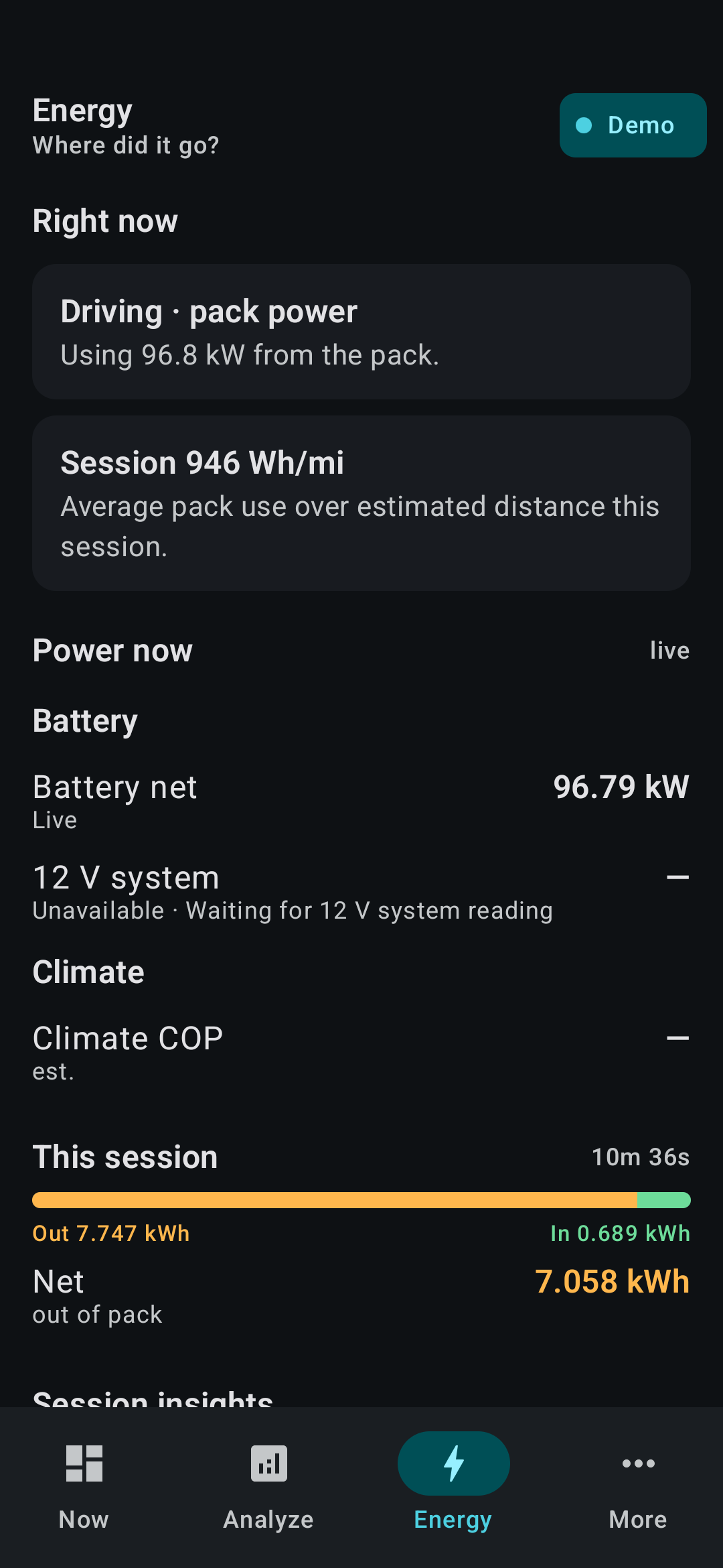 TeslaSleuth Energy: session story in Demo